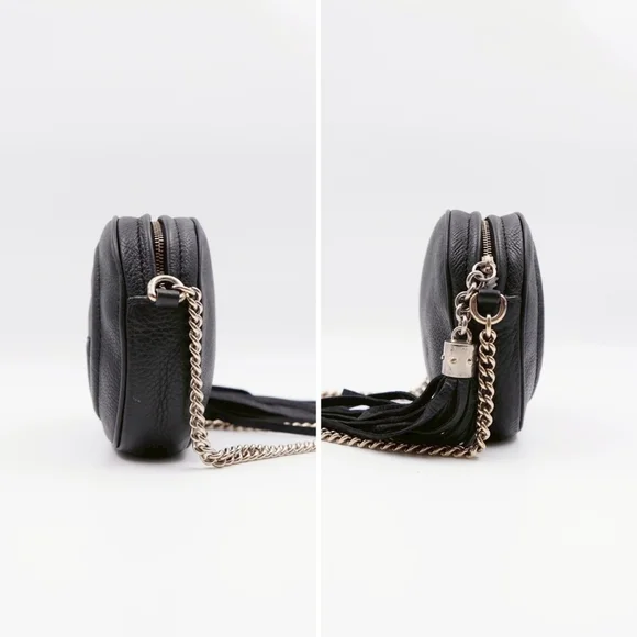 CD07 💖 GUCCI Metallic Pebbled Calfskin Mini Soho Chain Bag - Picture 7 of 15